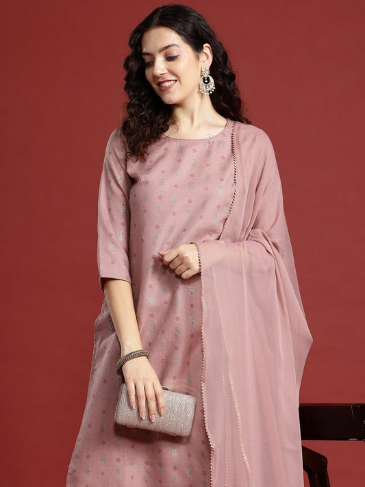 Ethnic Motifs Printed Regular Kurta with Trousers & Dupatta