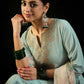 Floral Embroidered Notched Neck Straight Kurta with Trousers & Dupatta