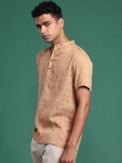 Pure Cotton Ethnic Motifs Woven Design Jacquard Kurta