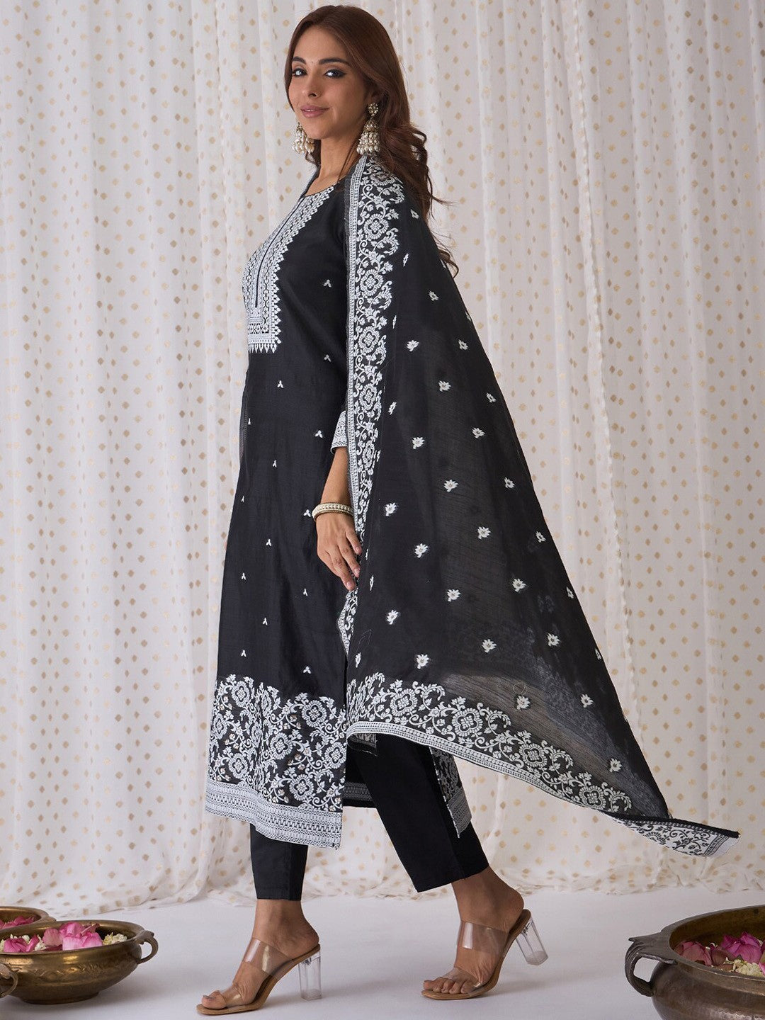 Ethnic Motifs Regular Kurta with Trousers & Dupatta