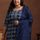 Plus Size Ethnic Motif Printed Pure Cotton Kurta with Salwar & Dupatta