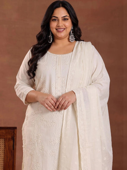 Women Ethnic Motifs Embroidered Regular Thread Work Kurta with Trousers & With Dupatta