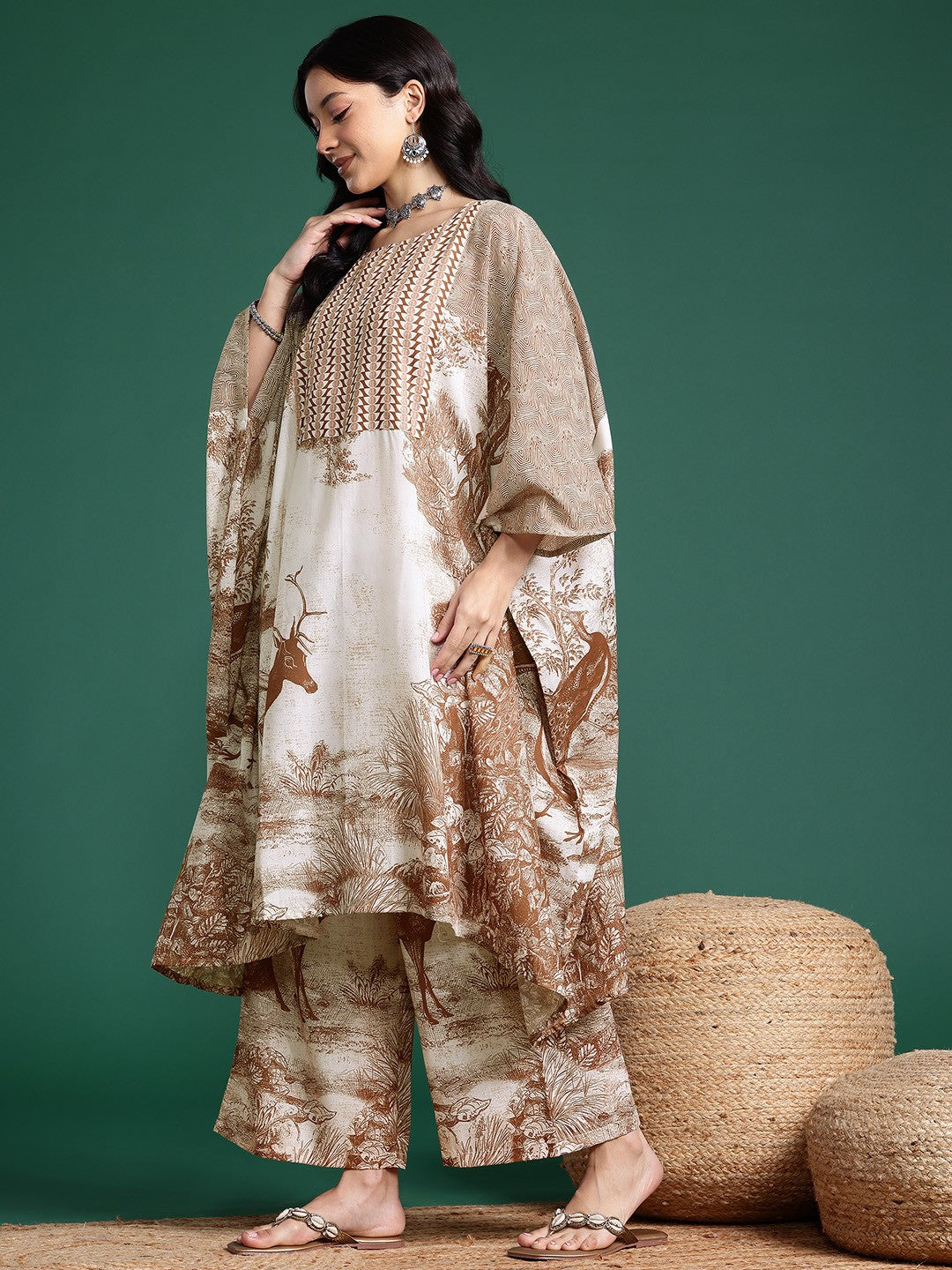 Animal Print Kaftan with Palazzos