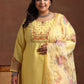 Plus Size Ethnic Motifs Thread Work Kurta & Trousers & Dupatta