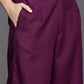 Women Purple Yoke Design Regular Kurta with Palazzos & With Dupatta