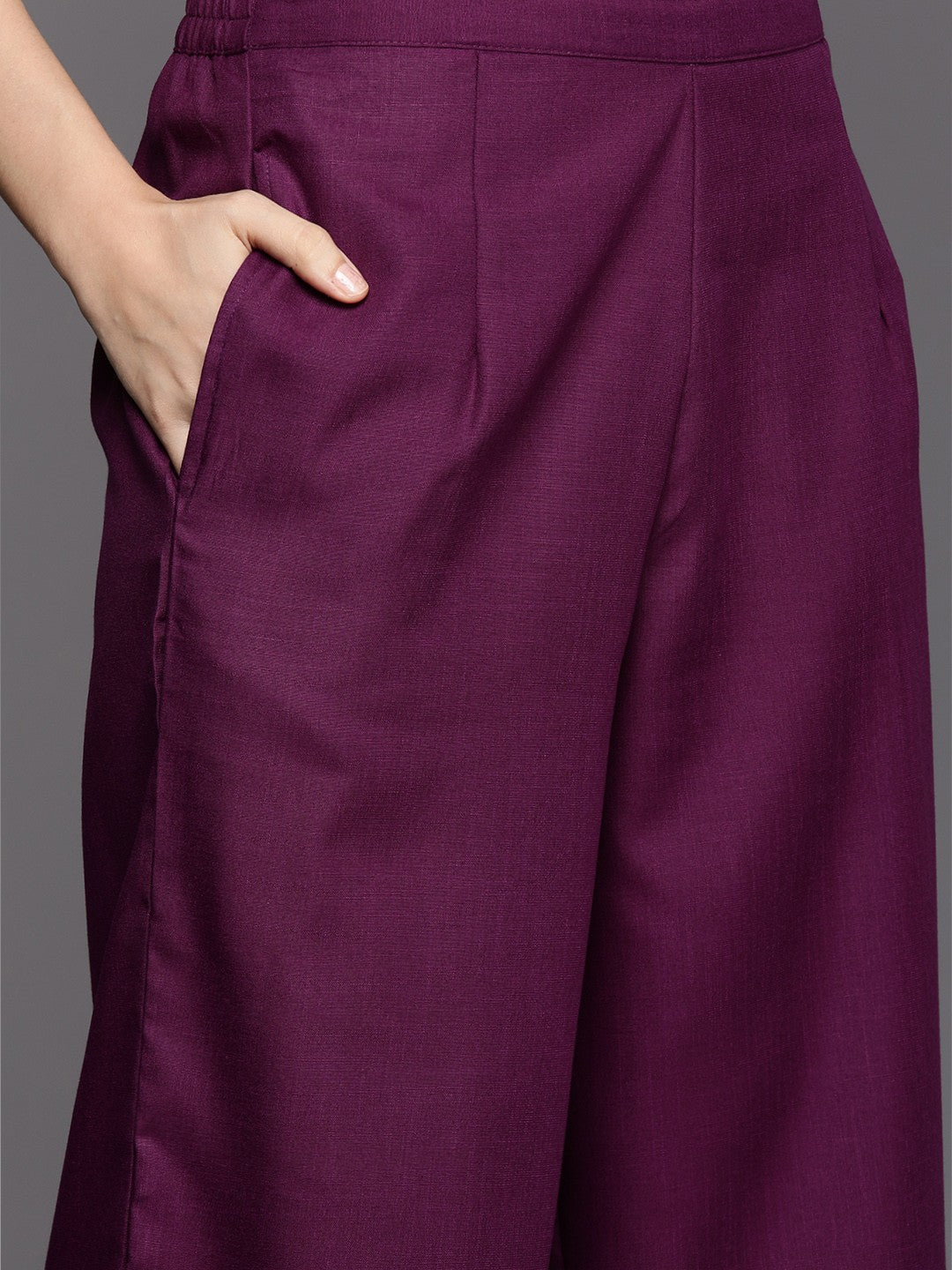 Women Purple Yoke Design Regular Kurta with Palazzos & With Dupatta