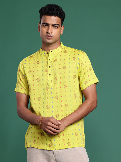 Pure Cotton Ethnic Motifs Woven Design Jacquard Kurta