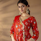 Floral Printed Angrakha Gotta Patti Pure Cotton Kurta with Palazzos & Dupatta