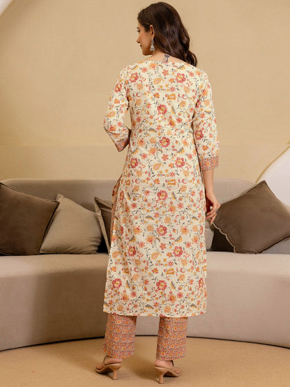 Women Regular Size Kurta Set Cotton Blend