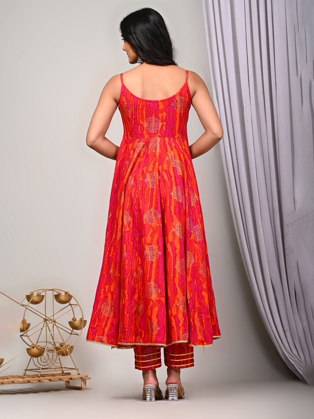 Ethnic Motifs Printed Empire Gotta Patti Kurta With Trousers & Dupatta