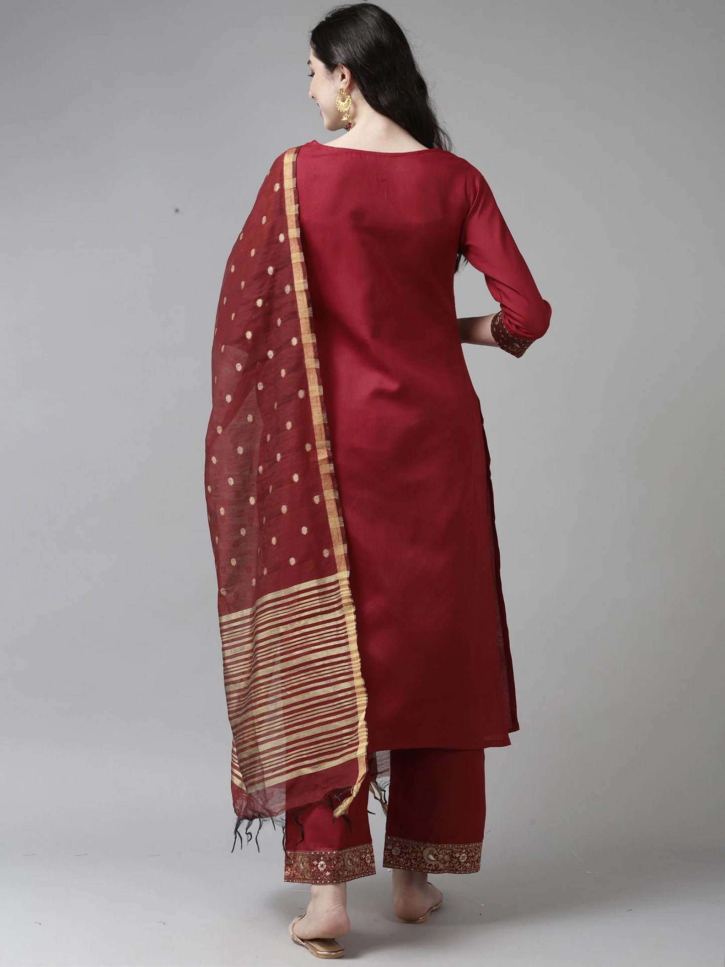 Women Cotton Blend Kurta Palazzo Set