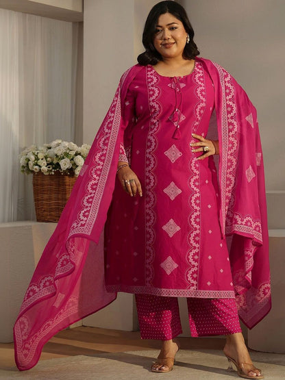 Women Ethnic Motifs Printed Regular Kurta with Trousers & With Dupatta