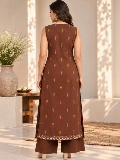 Women Floral Printed Regular Pure Cotton Kurta with Palazzos