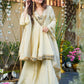 Women Regular Mirror Work Silk Crepe Kurta with Sharara & With Dupatta