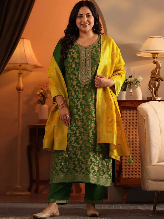 Women Ethnic Motifs Embroidered Regular Kurta with Trousers & With Dupatta