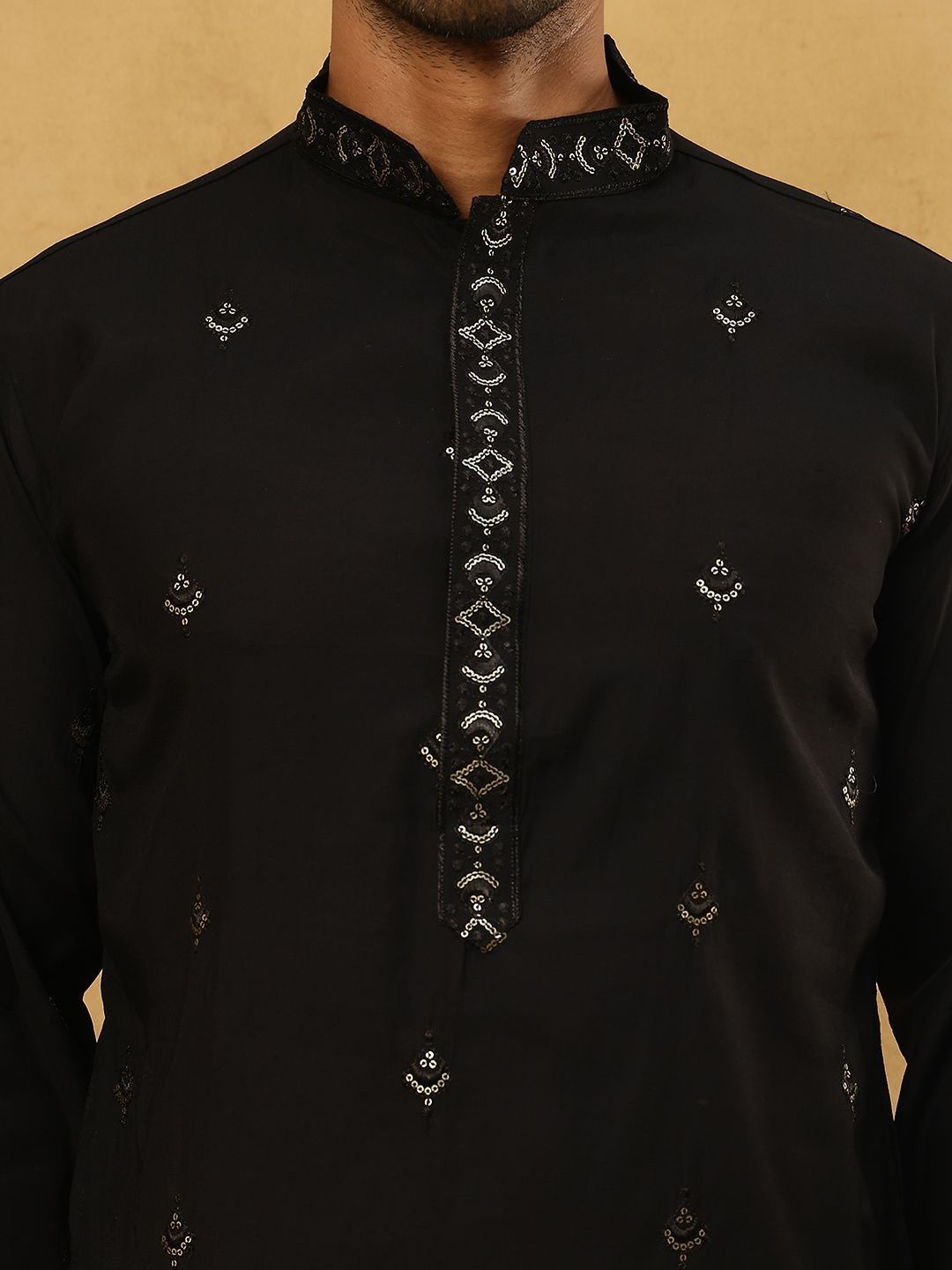 Floral Embroidered Sequinned Kurta With Korean Pants & Dupatta