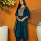 Floral Embroidered Empire Sequinned Kurta with Palazzos & Dupatta