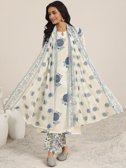 Women Floral Printed Regular Kurta with Trousers & With Dupatta