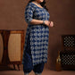 Plus Size Ethnic Motif Printed Pure Cotton Kurta with Salwar & Dupatta