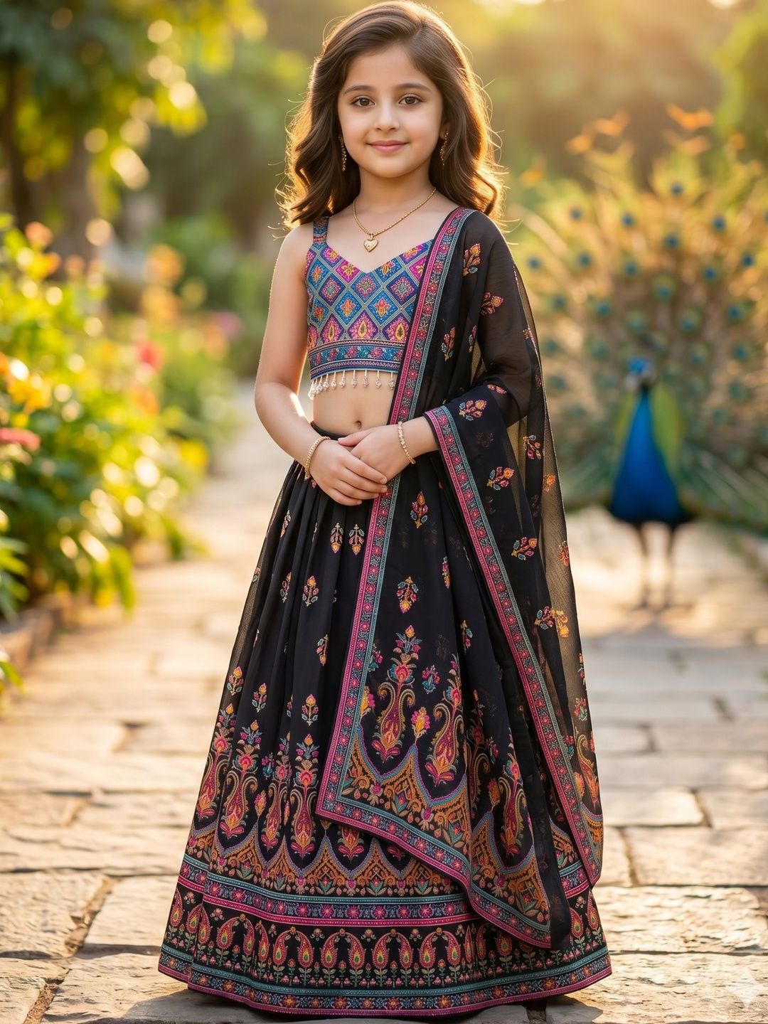 Girls Printed Ready to Wear Lehenga & Blouse With Dupatta