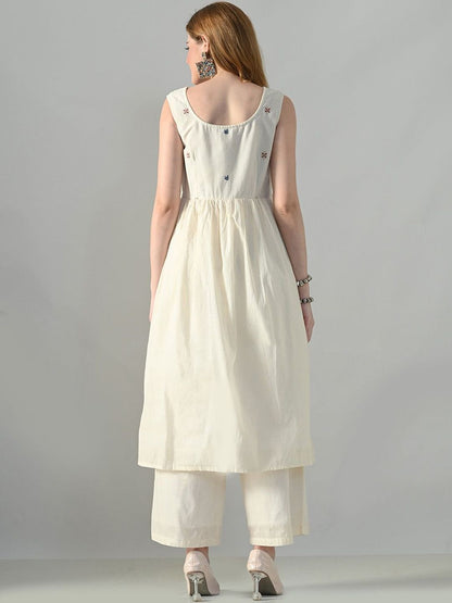 Women Ethnic Motifs Embroidered Empire Thread Work Pure Cotton Kurta with Palazzos