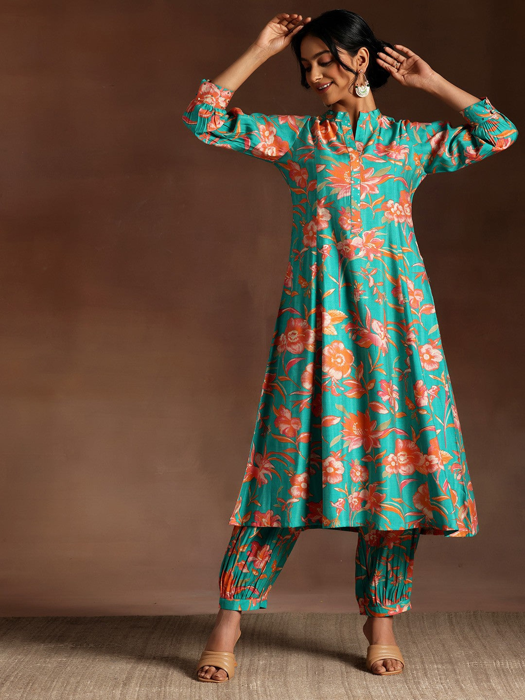 Floral Printed Panelled Kurta with Salwar