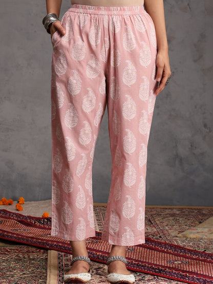 Women Ethnic Motifs Printed Regular Pure Cotton Kurta with Trousers & With Dupatta