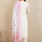 Floral Embroidered Thread Work Pure Cotton Straight Kurta With Trousers & Dupatta