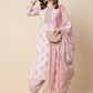 Floral Printed Thread Work Pure Cotton Kurta with Trousers