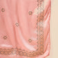 Peach-Coloured Floral Embroidered Regular Sequinned Kurta With Trousers & Dupatta