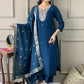 Embroidered Chanderi Cotton Kurta with Trousers & Dupatta