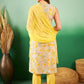 Floral Printed Pure Cotton V-Neck Kurta With Trousers & Dupatta