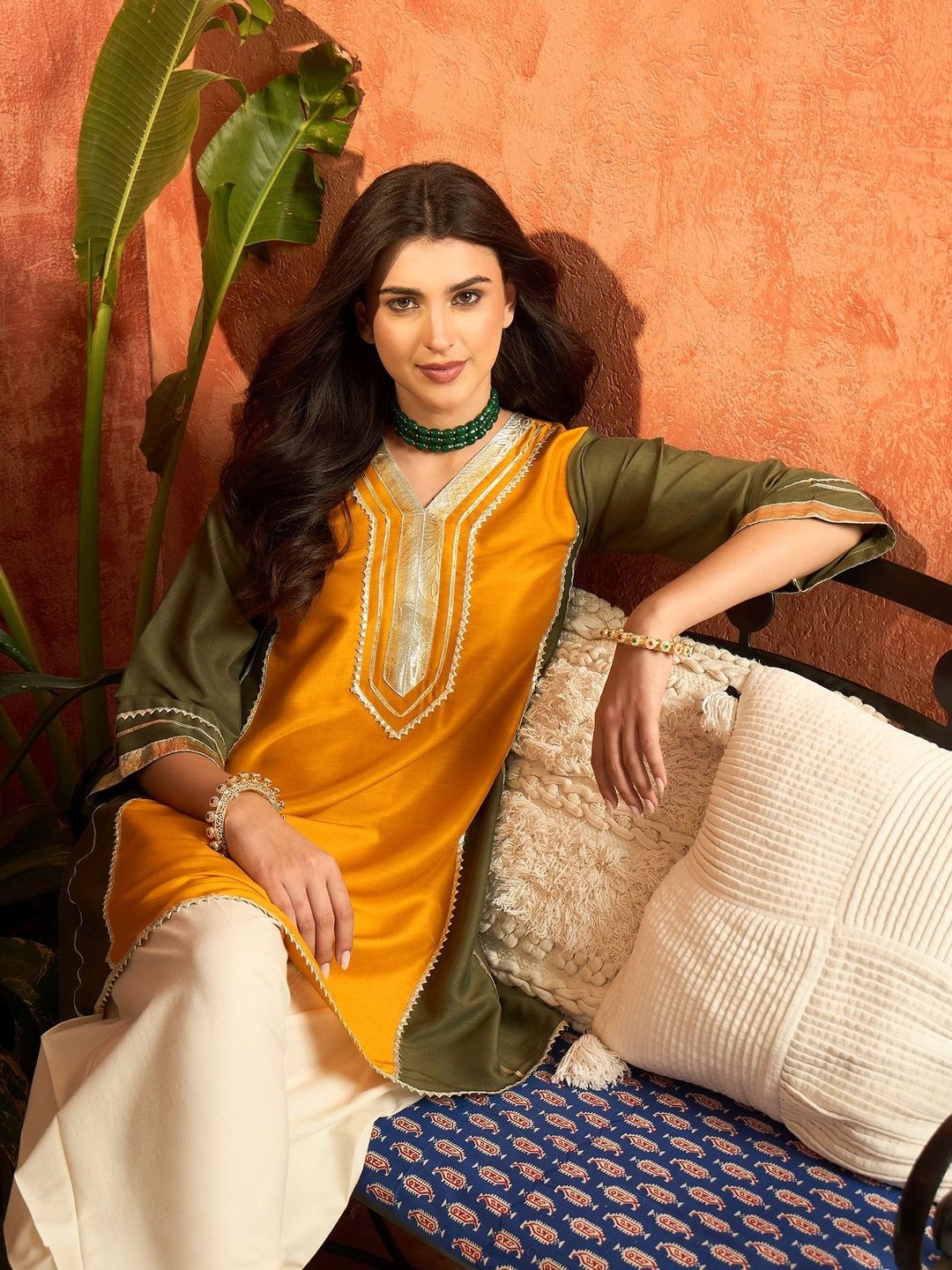 Women Ethnic Motifs Embroidered Regular Gotta Patti Kurta with Salwar