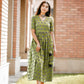 Women Printed Viscose Rayon Flared Kurta  (Green)