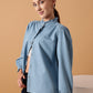 Comfort Denim Cotton Puff Sleeves Casual Shirt