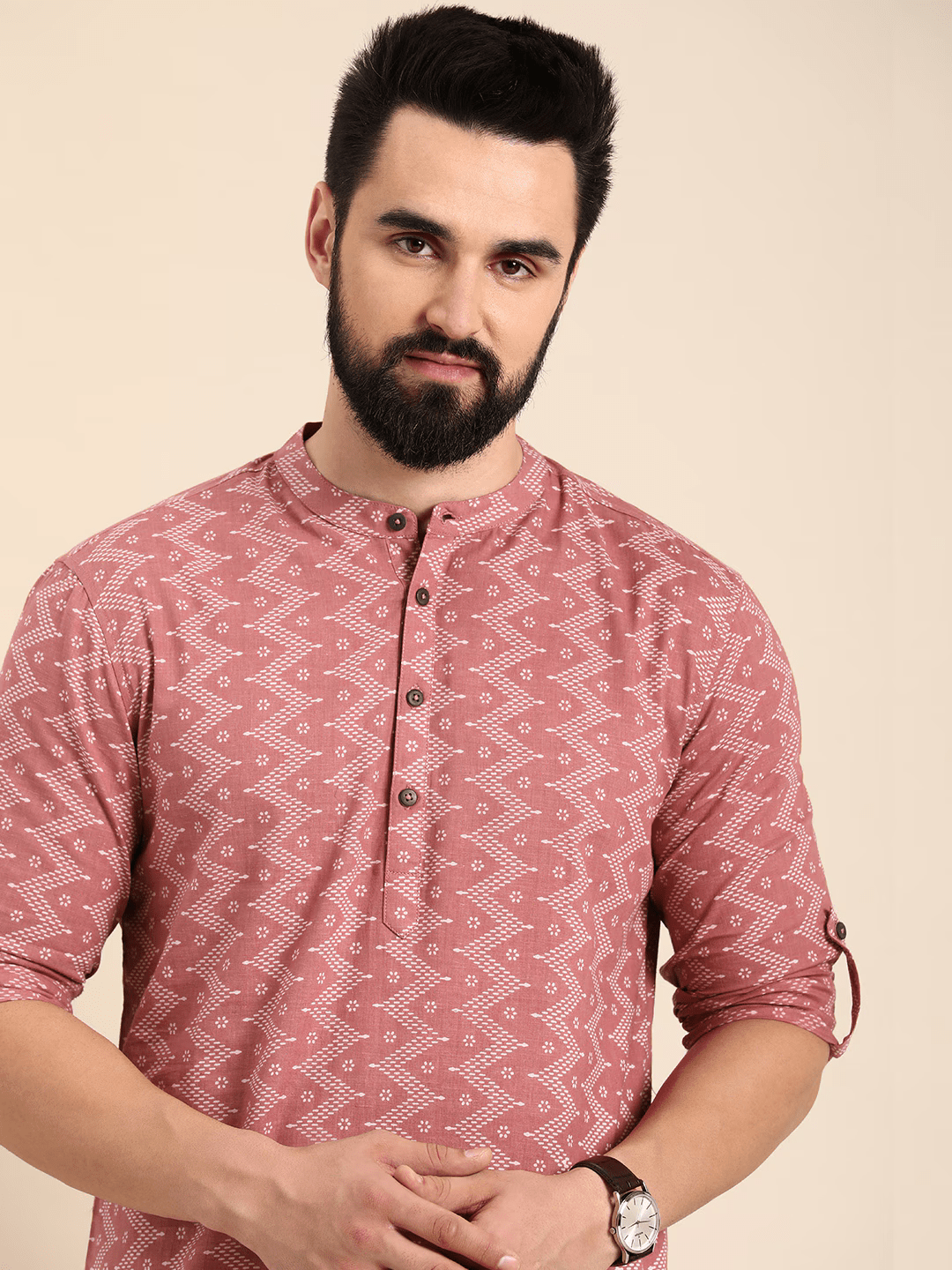 Men Geometric Printed Cotton Kurta