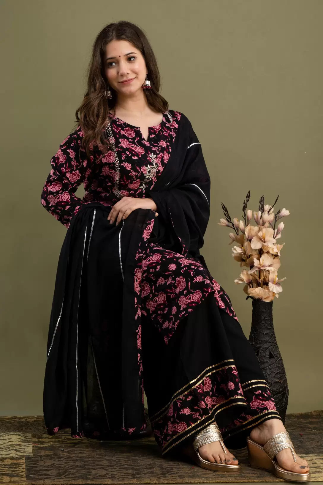 Women Viscose Rayon Kurta Palazzo Set