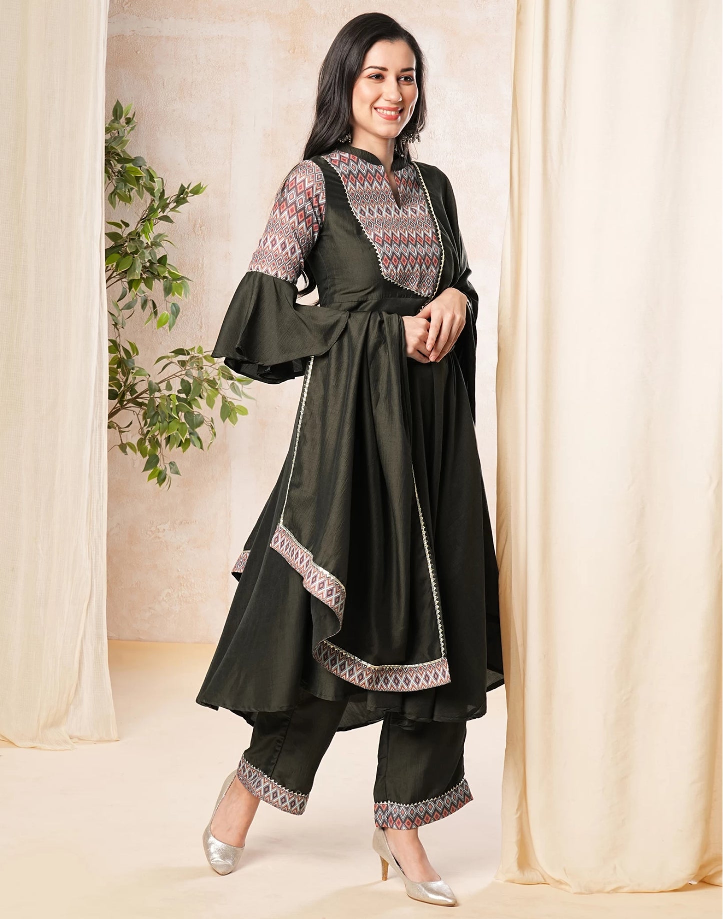 Women Cotton Silk Kurta Palazzo Dupatta Set