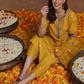 Yellow Floral Embroidered Sequinned Straight Kurta & Trousers With Dupatta