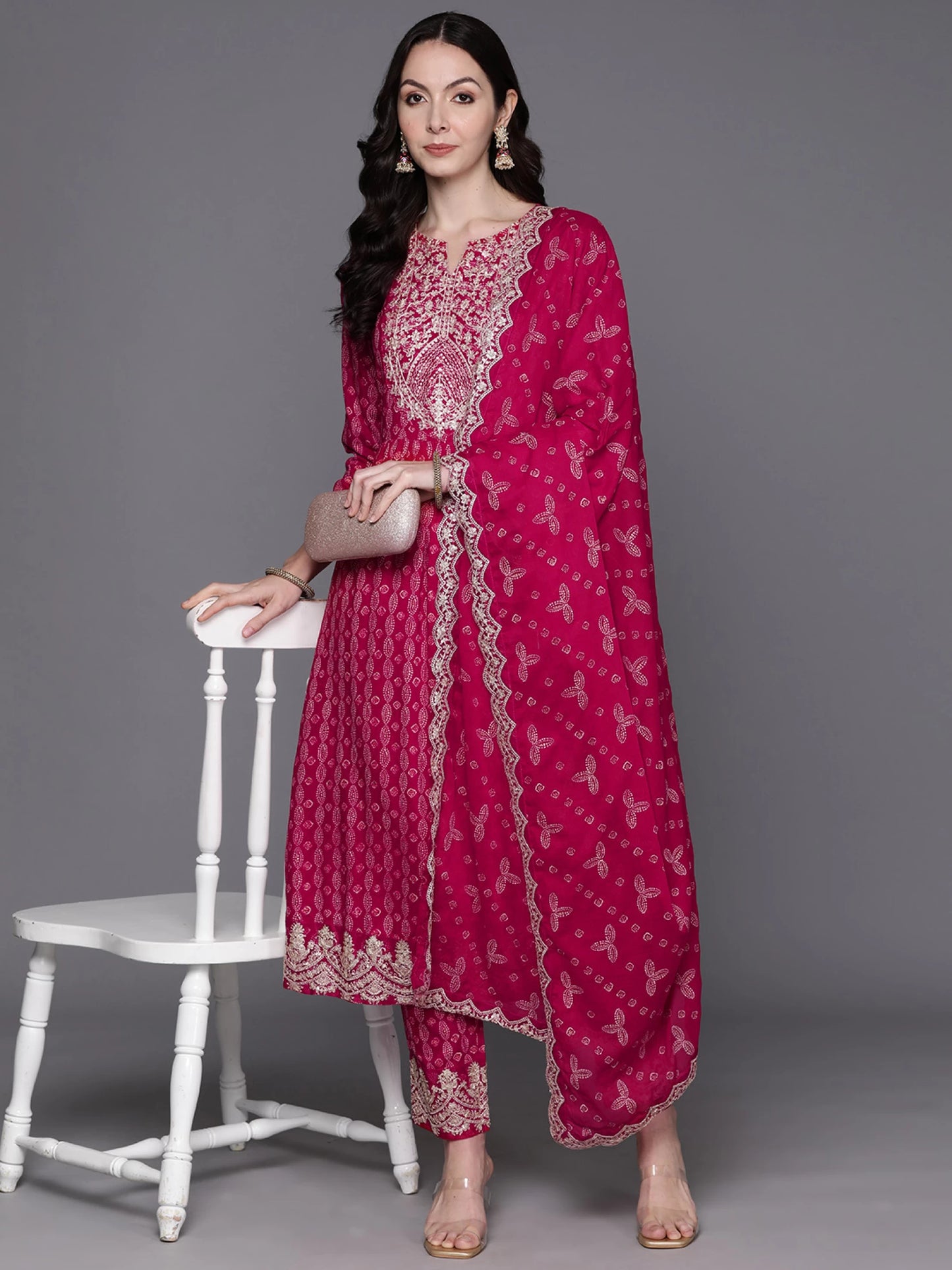 Women Viscose Rayon Kurta Pant Dupatta Set