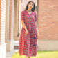 Women Printed Viscose Rayon Flared Kurta  (Maroon)