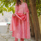 Ethnic Printed Gotta Patti Anarkali Pure Cotton Kurta with Trousers & Dupatta