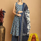 Ethnic Motifs Printed Pure Cotton Kurta With Palazzos & Dupatta