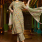 Floral Printed Pure Cotton Straight Kurta With Trouser & Dupatta