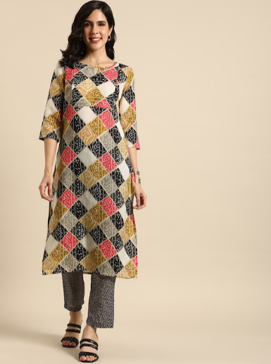 Bandhani Printed Regular Kurta with Trousers