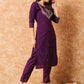 Ethnic Motifs Embroidered Straight Kurta & Trousers With Dupatta