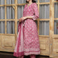 Ethnic Motifs Printed Pure Cotton Kurta with Trousers & With Dupatta