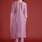 Floral Embroidered Thread Work Kurta with Trousers & Dupatta