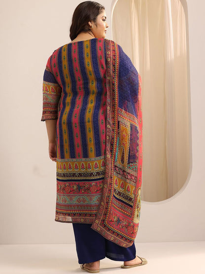 Women Plus Size Ethnic Motifs Printed Kurta with Palazzos & Dupatta