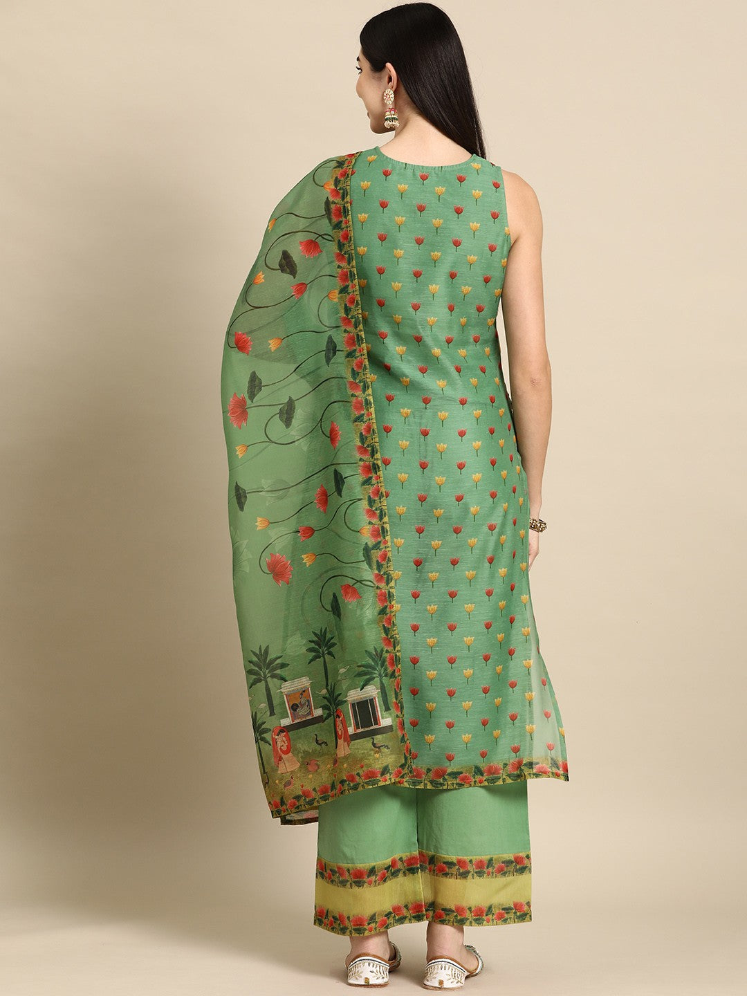 Women Floral Printed Kurta with Trousers & With Dupatta